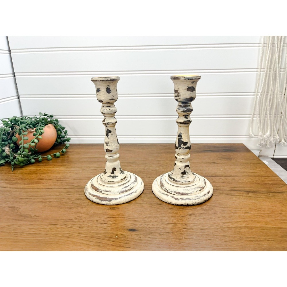 Solid Wood and Metal Wall  Candlestick Set of 2 - Vintage Rustic Decor